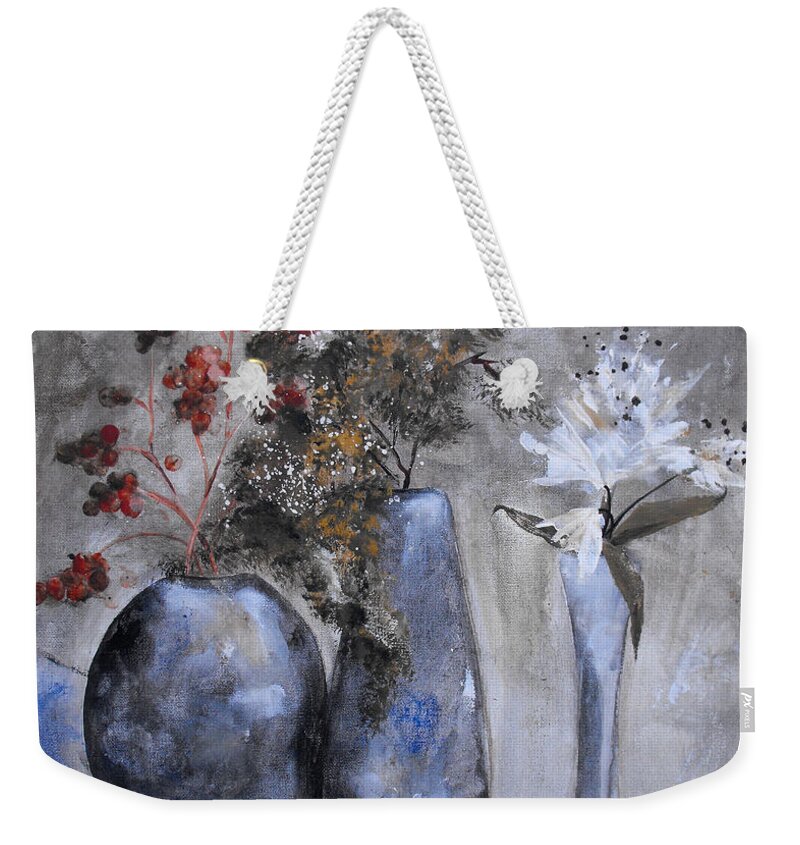 Abstract Weekender Tote Bag featuring the painting It's Nothing Personal by Ruth Palmer