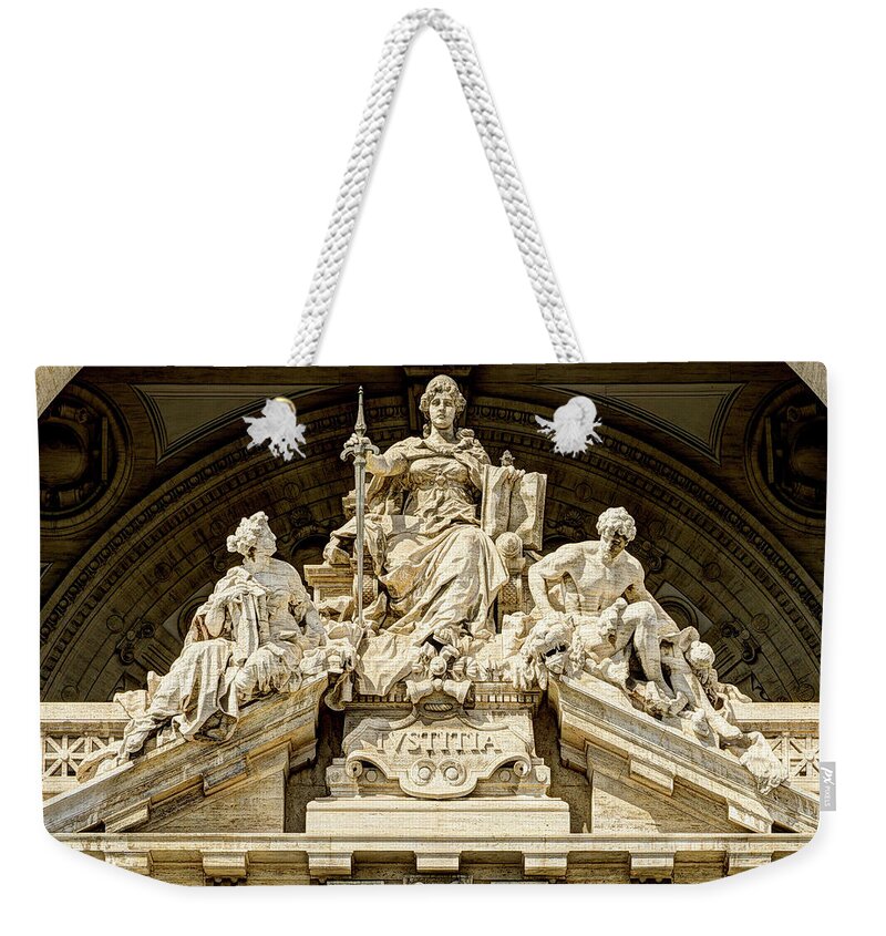 Rome Weekender Tote Bag featuring the photograph Iustitia by Weston Westmoreland