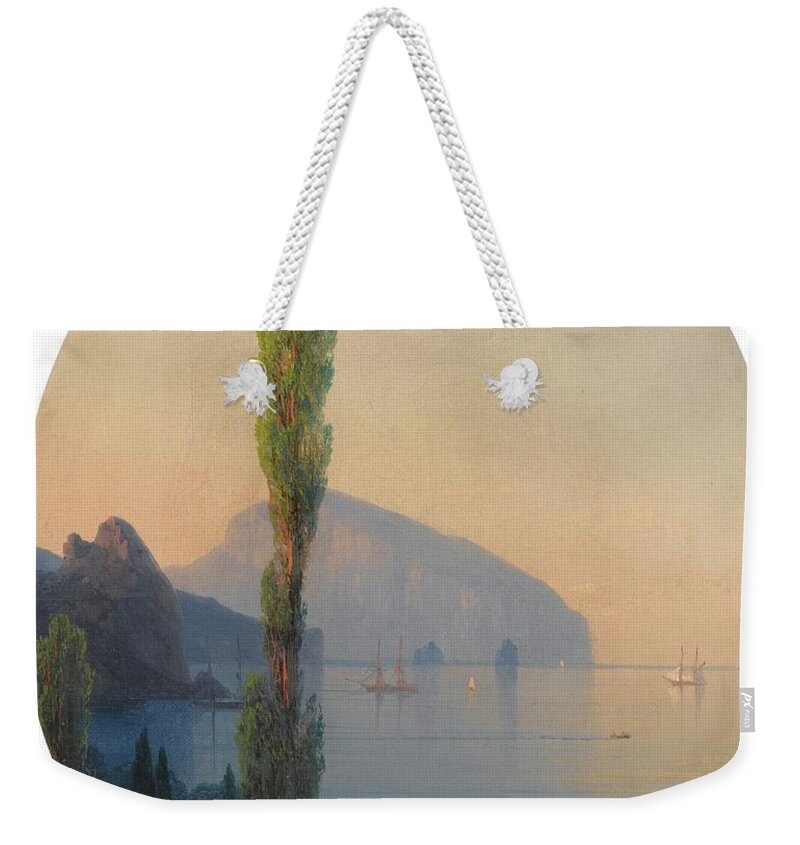 Ivan Konstantinovich Aivazovsky 1817-1900 View Of The Ayu Dag Weekender Tote Bag featuring the painting Ivan Konstantinovich Aivazovsky by View Of The Ayu Dag