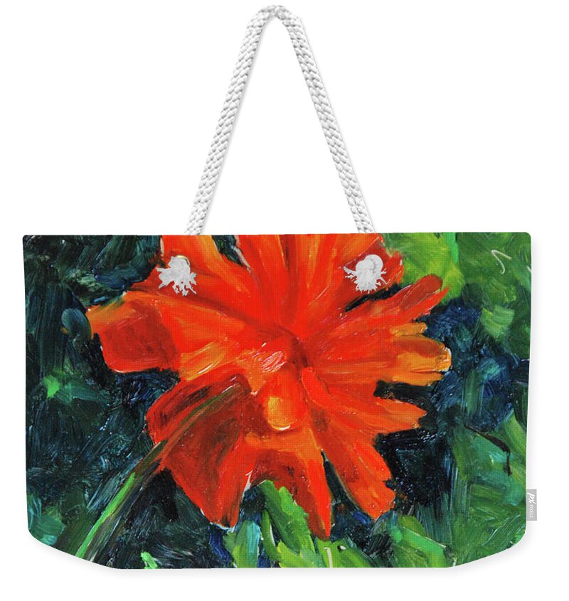 Poppy Weekender Tote Bag featuring the painting I've Got my Red Dress On by Billie Colson