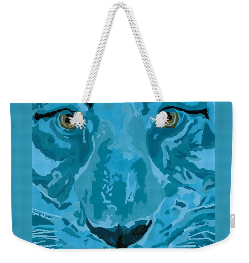 Tiger Weekender Tote Bag featuring the painting I've Got The Blues by Cheryl Bowman
