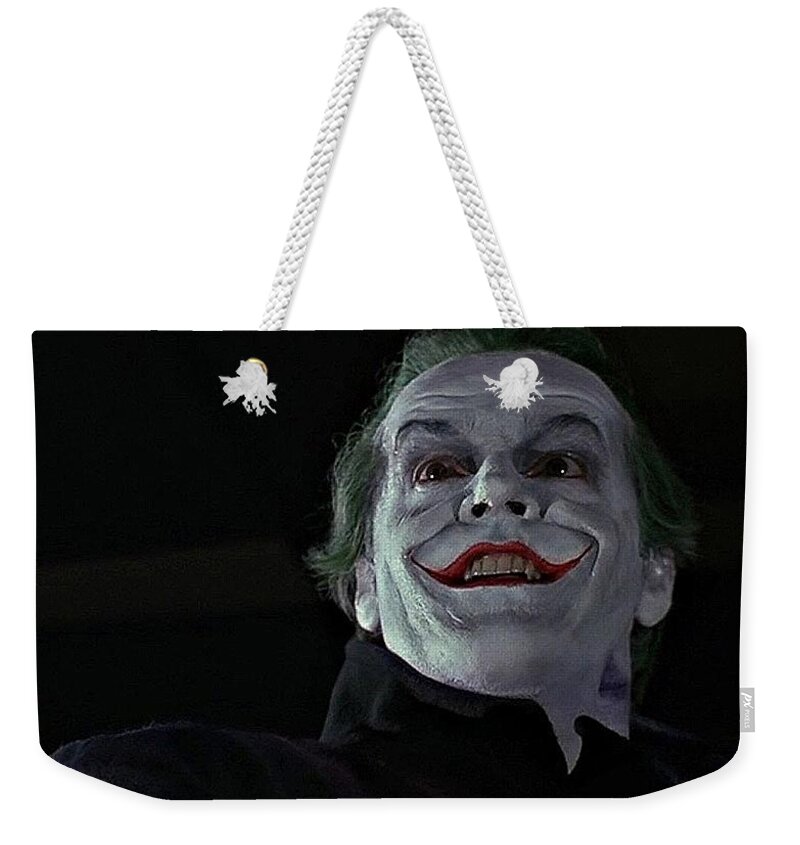 Jack Nicholson As The Joker Batman 1989 Weekender Tote Bag featuring the photograph Jack Nicholson as the Joker Batman 1989-2015 by David Lee Guss