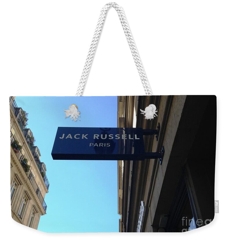 Jack Russell Weekender Tote Bag featuring the photograph Jack Russell Paris by Therese Alcorn