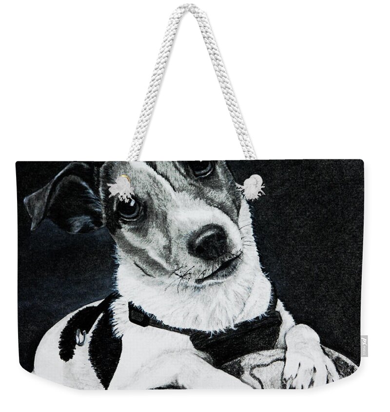 Dog Weekender Tote Bag featuring the drawing Jack Russell Terrier by Terri Mills