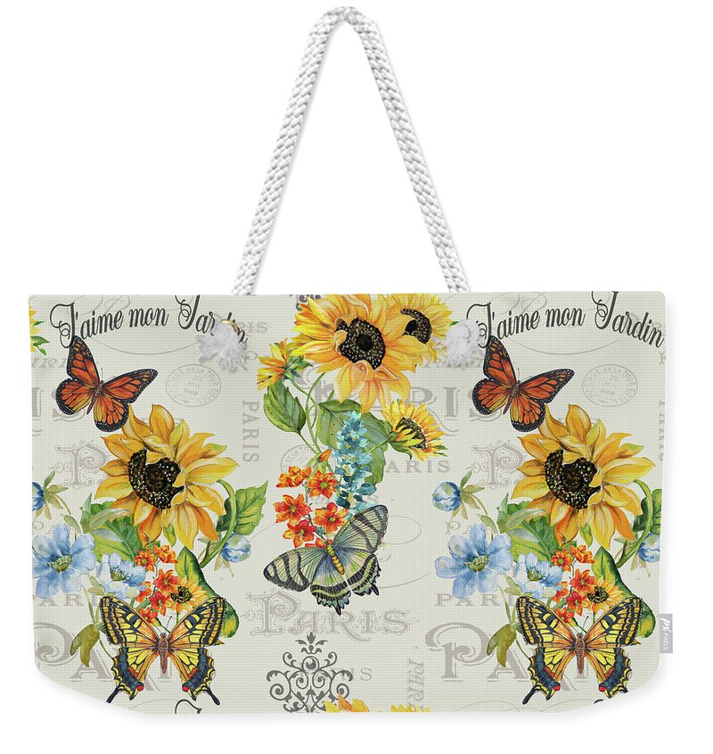 French Weekender Tote Bag featuring the painting Jaime mon Jardin-JP3989 by Jean Plout
