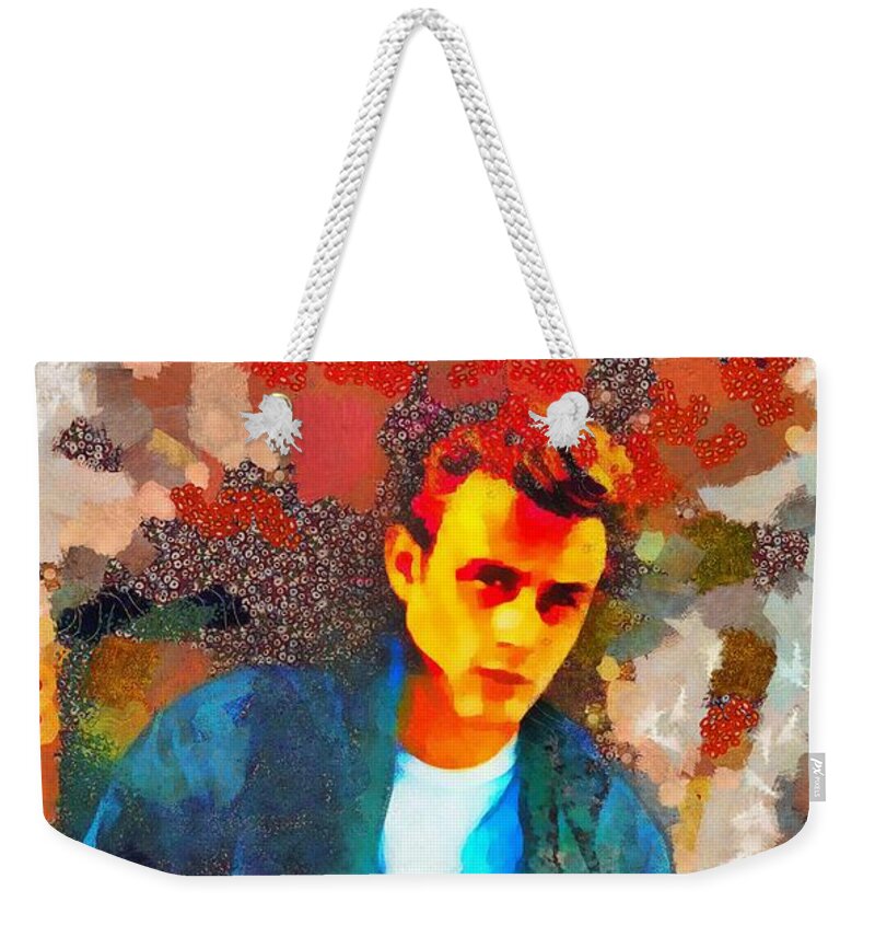 James Weekender Tote Bag featuring the painting James Dean Hollywood Legend by Esoterica Art Agency