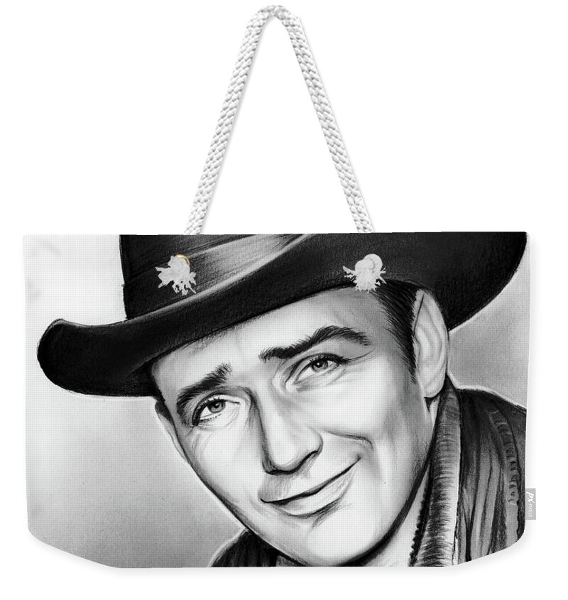 James Drury Weekender Tote Bag featuring the drawing James Drury by Greg Joens