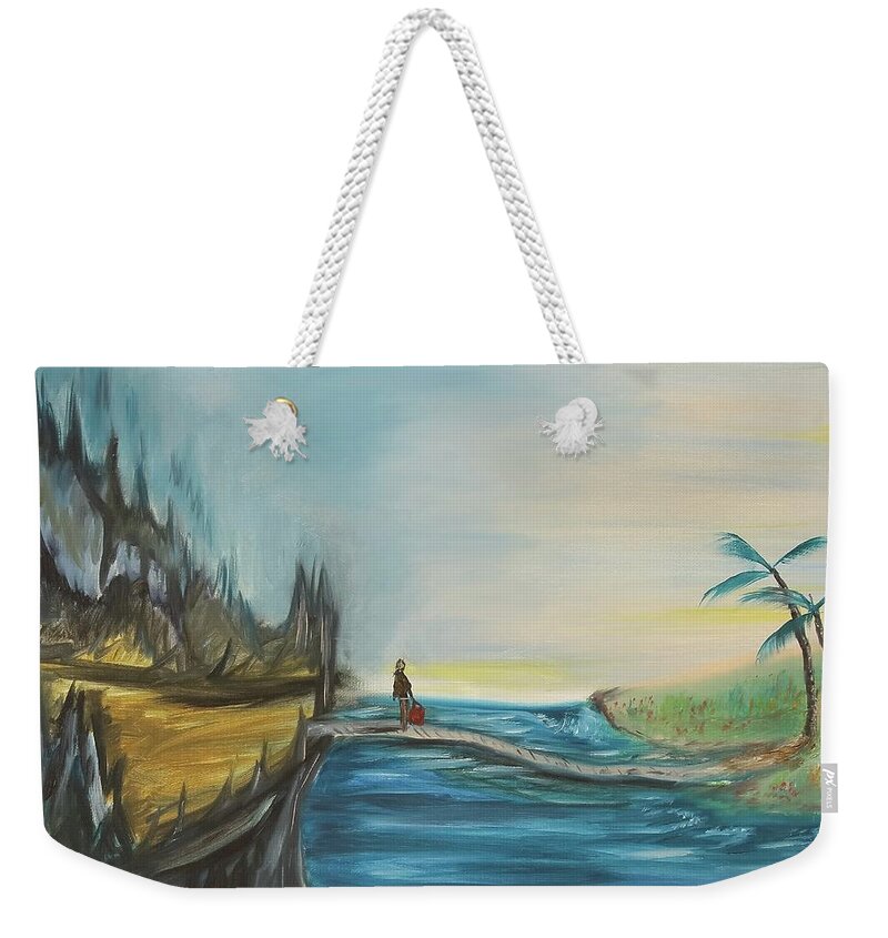 Journey Weekender Tote Bag featuring the painting Jana's Journey by Neslihan Ergul Colley