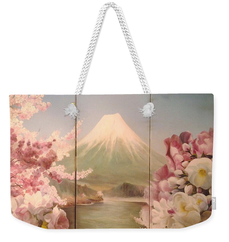 Flowers Paintings Weekender Tote Bag featuring the painting Japanese Spring by Sorin Apostolescu