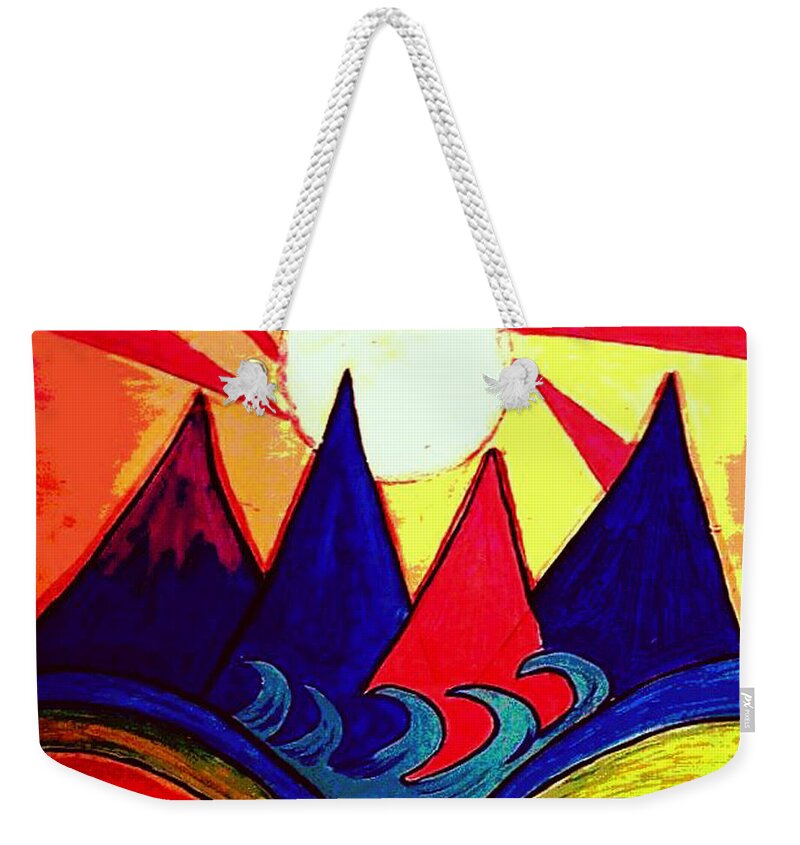 Japan Weekender Tote Bag featuring the painting Japanese Sunrise by Rusty Gladdish