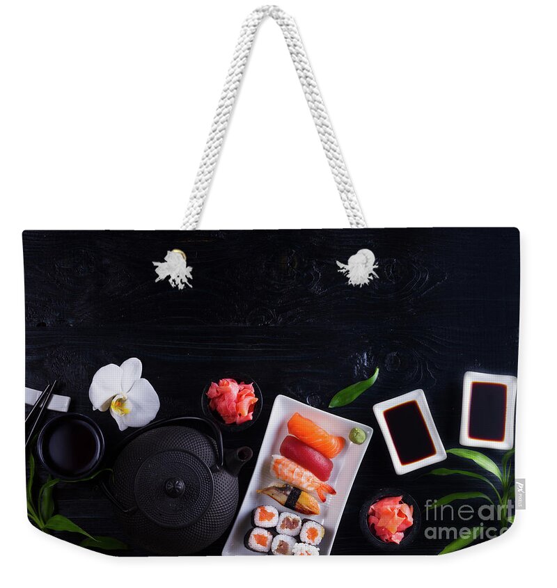 Sushi Weekender Tote Bag featuring the photograph Japanese Sushi Dish II by Anastasy Yarmolovich