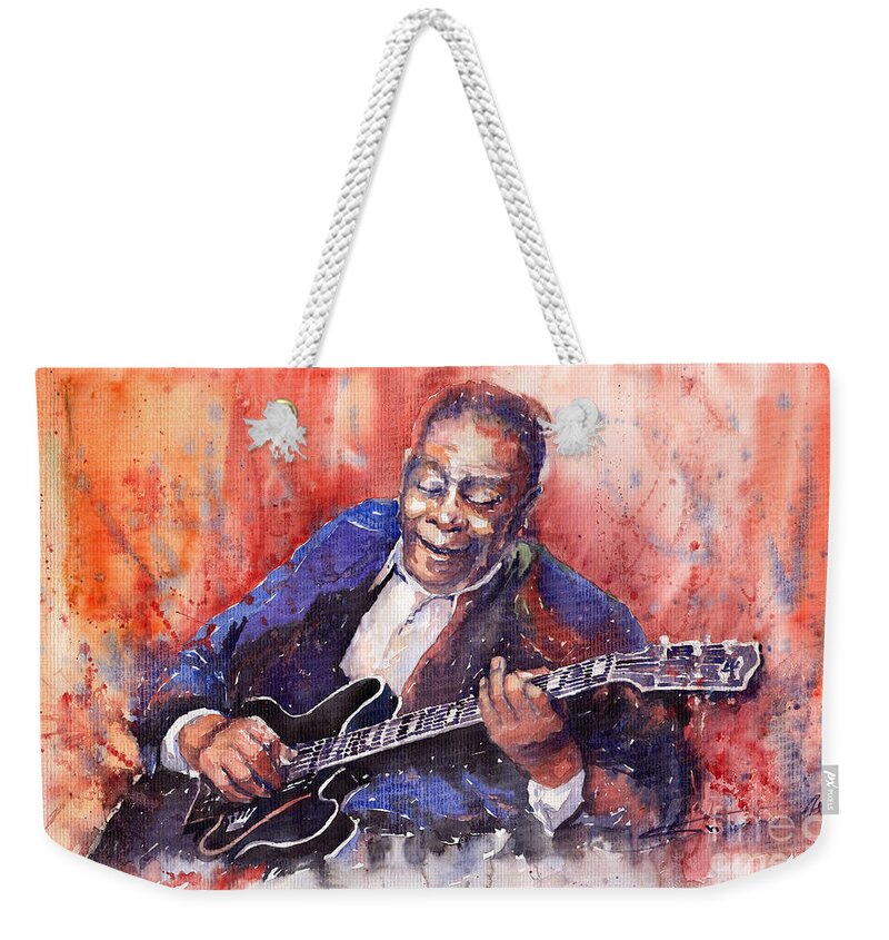 Jazz Weekender Tote Bag featuring the painting Jazz B B King 06 a by Yuriy Shevchuk
