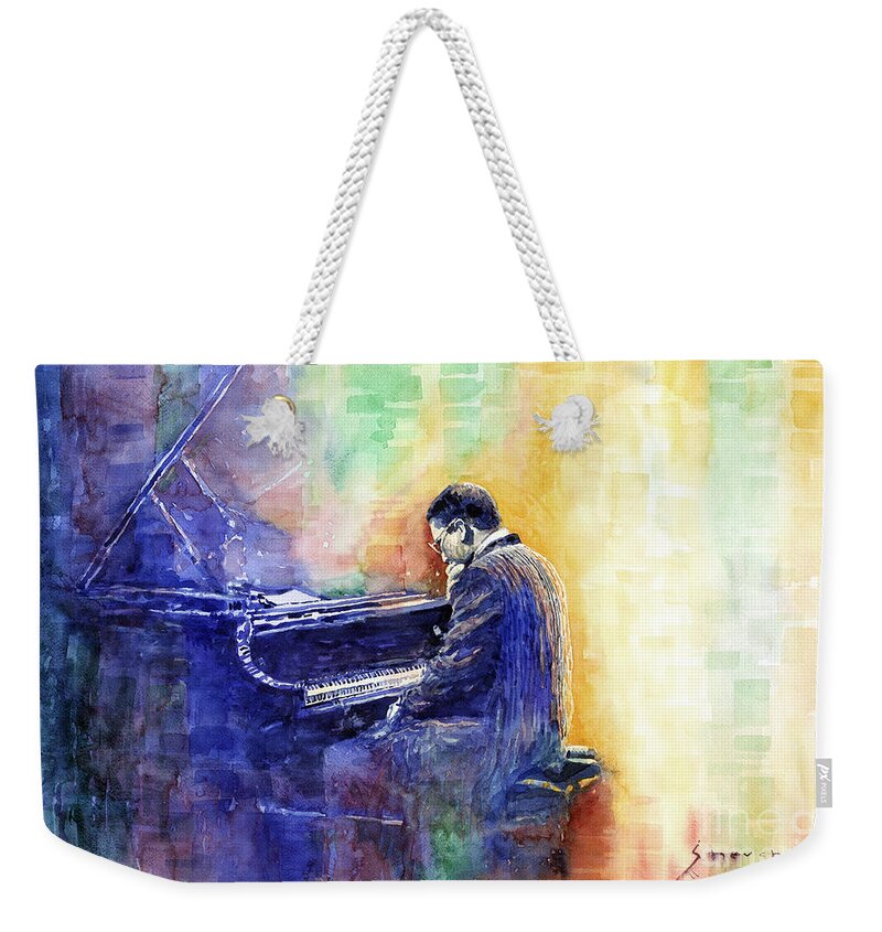 Watercolor Weekender Tote Bag featuring the painting Jazz Pianist Herbie Hancock by Yuriy Shevchuk