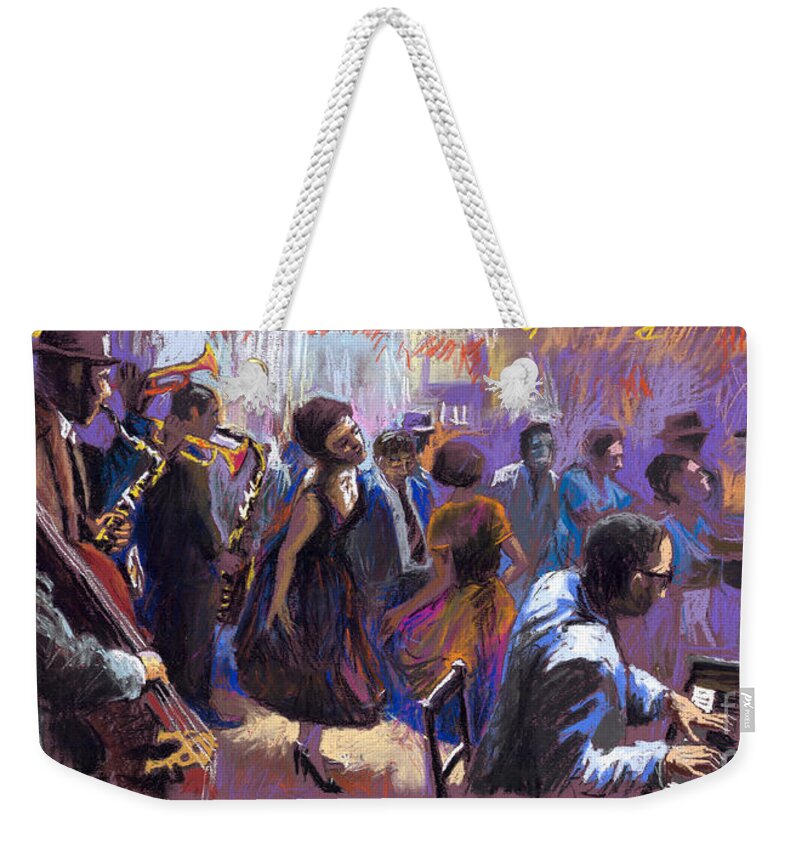Jazz.pastel Weekender Tote Bag featuring the painting Jazz by Yuriy Shevchuk