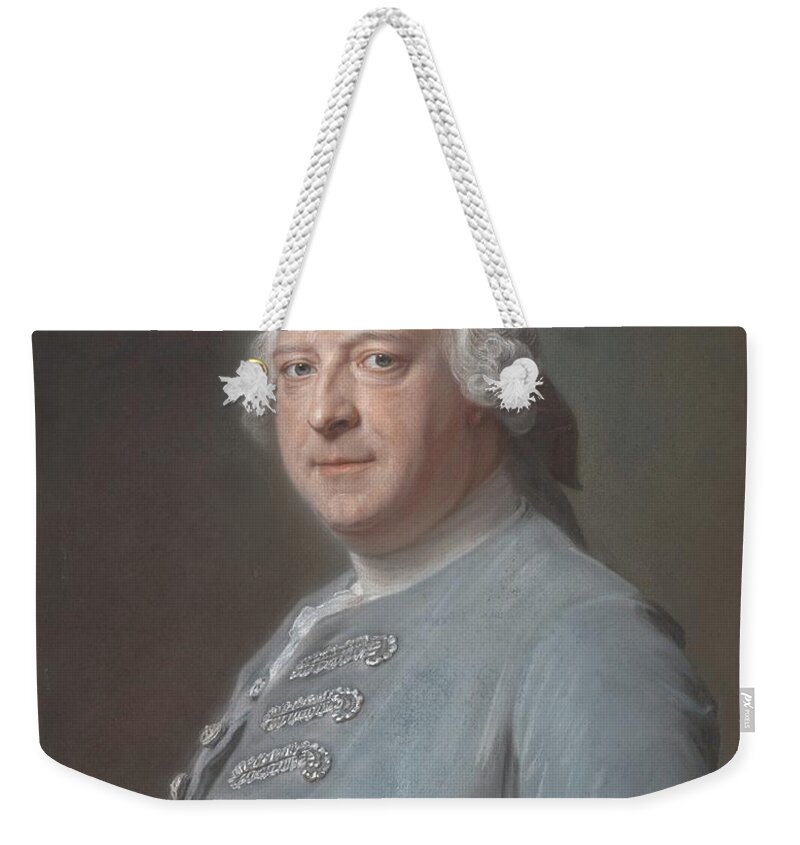 Man Weekender Tote Bag featuring the painting Jean Charles Garnier d Isle 1697-1755 , Maurice Quentin de La Tour by Jean Charles Garnier
