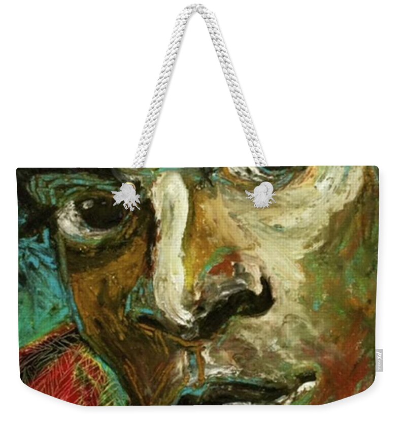 Nyc Weekender Tote Bag featuring the painting Jean-Michel Basquiat by Helen Syron