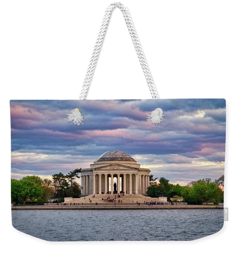 Tidal Basin Weekender Tote Bag featuring the photograph Jefferson Memorial Dusk by Stuart Litoff