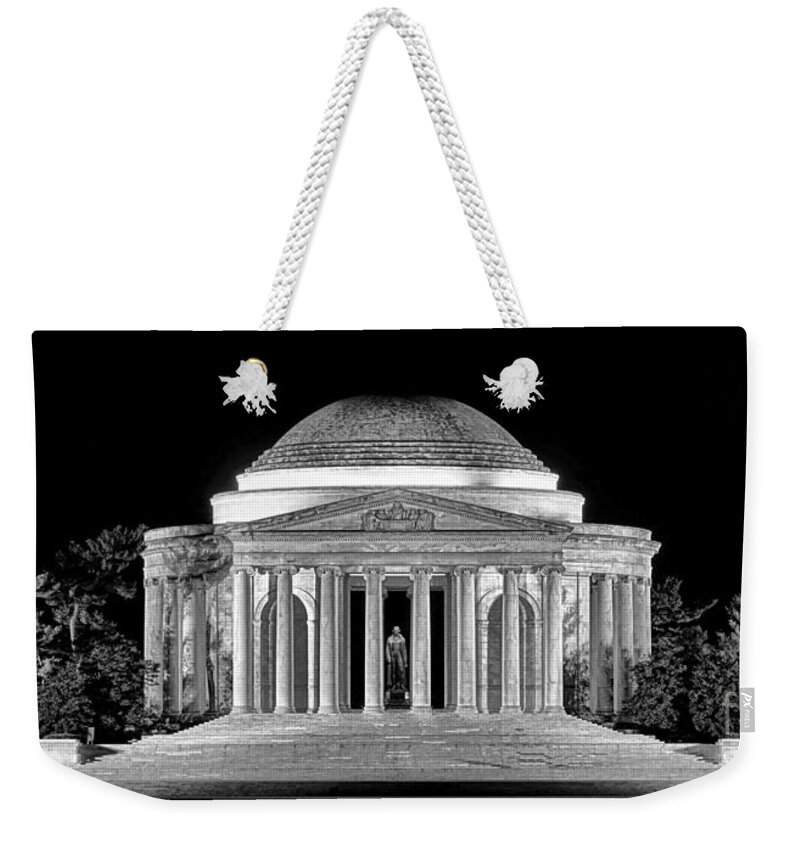 Jefferson Weekender Tote Bag featuring the photograph Jefferson Memorial Lonely Night by Olivier Le Queinec