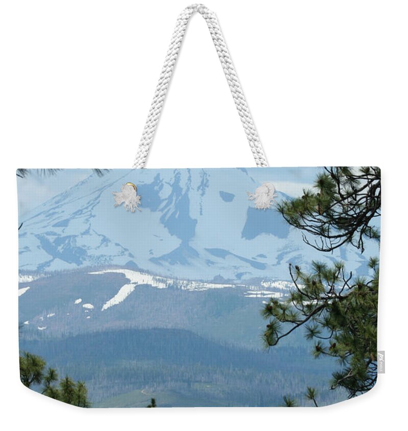 Mount Jefferson Weekender Tote Bag featuring the photograph Jefferson Pines by Laddie Halupa