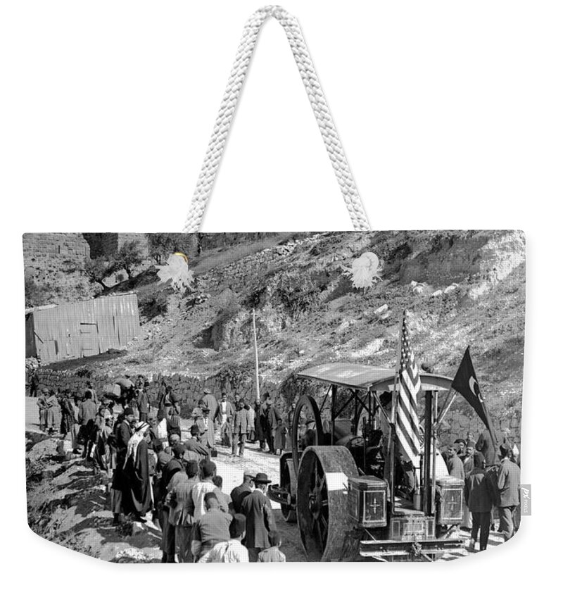 Streamroller Weekender Tote Bag featuring the photograph Jerusalem Streamroller 1911 by Munir Alawi