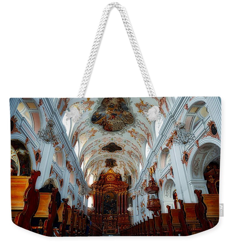 Lucerne Weekender Tote Bag featuring the photograph Jesuit Church of Lucerne by Richard Gehlbach