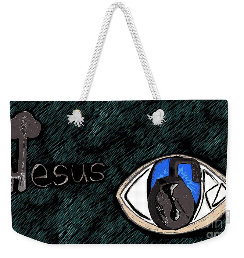 The Key Weekender Tote Bag featuring the digital art Jesus Is The Key by Curtis Sikes