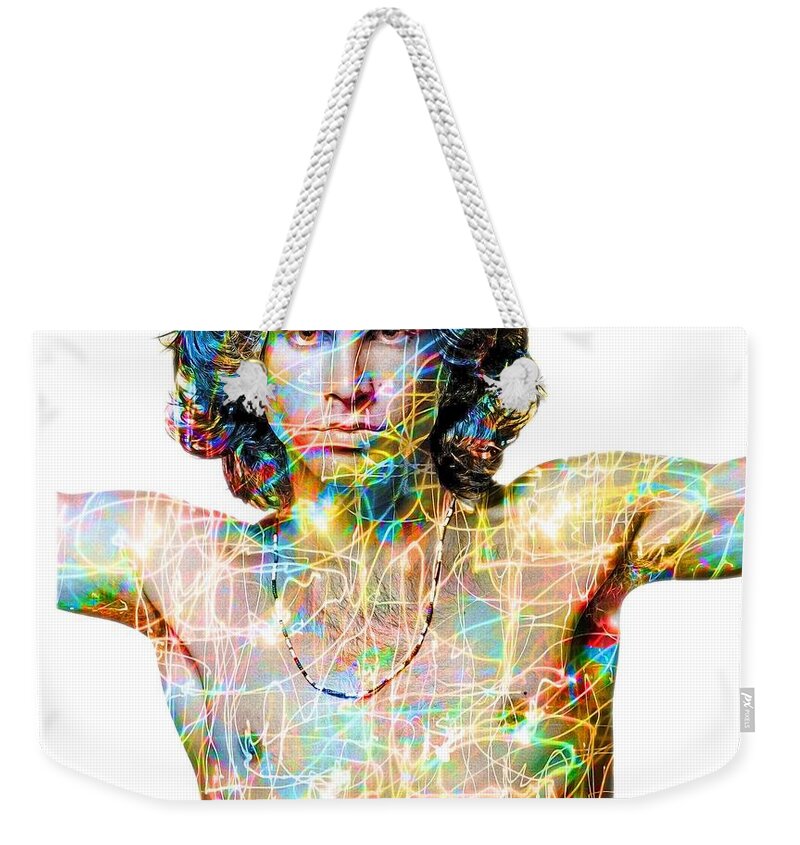 Jim Morrison Weekender Tote Bag featuring the digital art Jim Morrison The Doors by Mal Bray