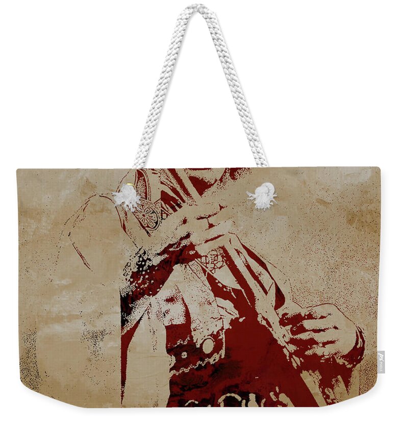 Jimi Hendrix Weekender Tote Bag featuring the painting Jimi Hendrex The Legend by Gull G