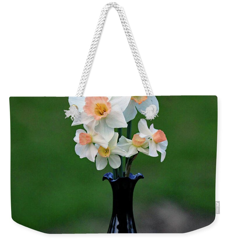 Jims Daffodils Weekender Tote Bag featuring the photograph Jims Daffodils by PJQandFriends Photography