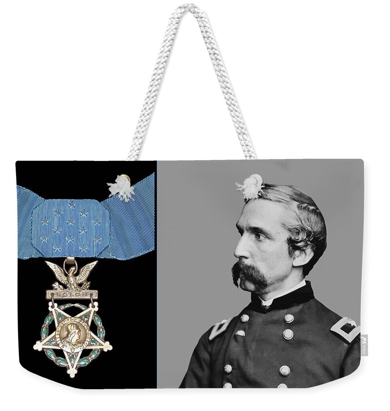 General Chamberlain Weekender Tote Bag featuring the painting J.L. Chamberlain and The Medal of Honor by War Is Hell Store