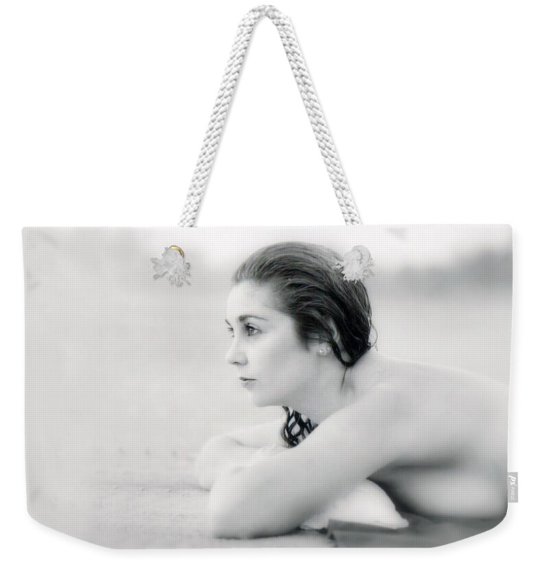 Woman Weekender Tote Bag featuring the photograph Joanie - At The Beach by DArcy Evans