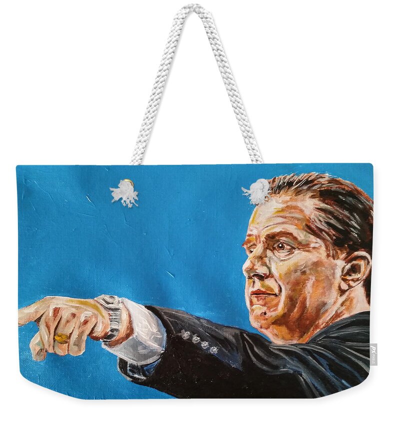 Portrait Weekender Tote Bag featuring the painting John Calipari by Joel Tesch