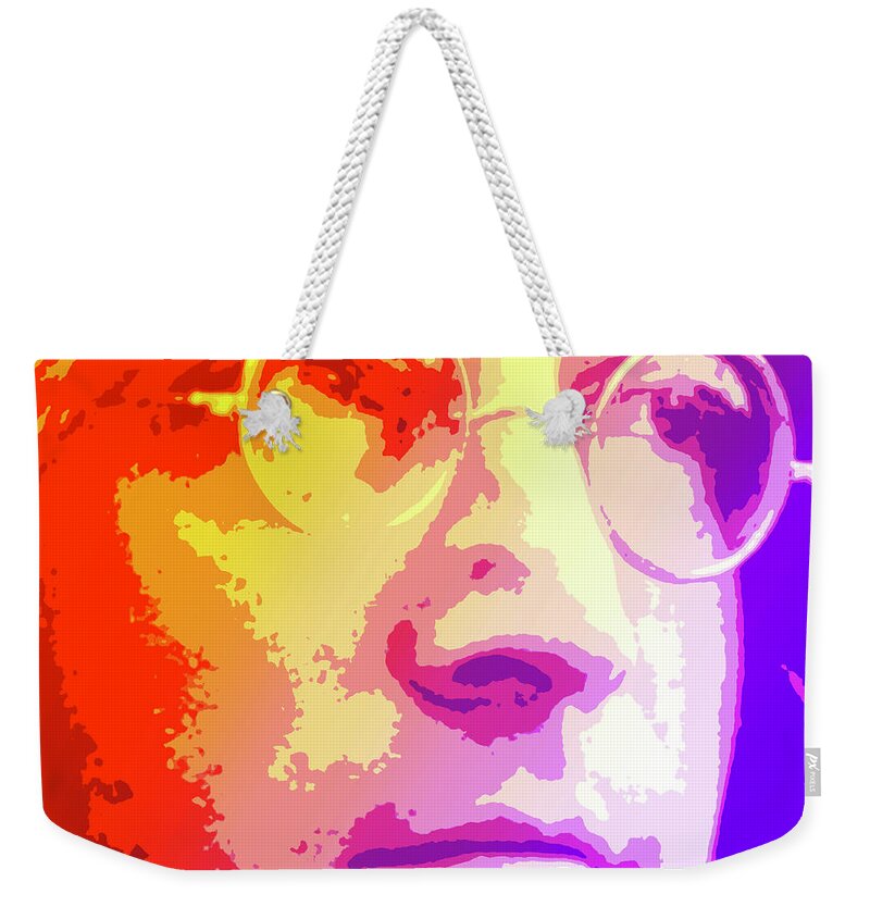 John Lennon Weekender Tote Bag featuring the digital art John Lennon by Greg Joens