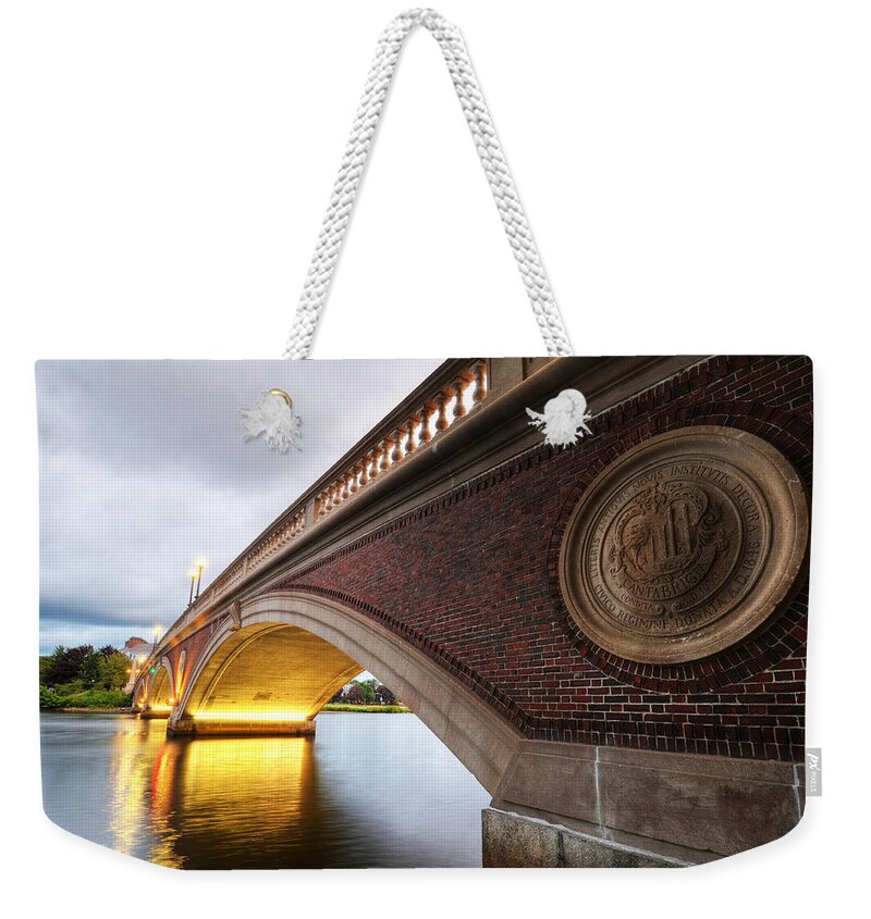 Cambridge Weekender Tote Bag featuring the photograph John Weeks Bridge Charles River Harvard Square Cambridge MA by Toby McGuire