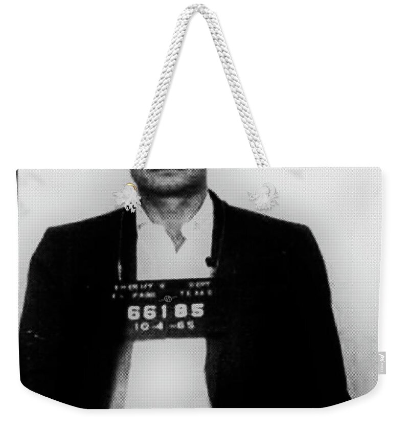 Johnny Cash Weekender Tote Bag featuring the photograph Johnny Cash Mug Shot Vertical Wide 16 By 20 by Tony Rubino