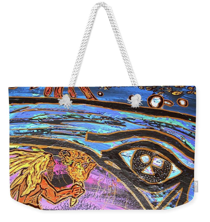Acrylic Weekender Tote Bag featuring the painting Jonah One Of Those Days by Odalo Wasikhongo