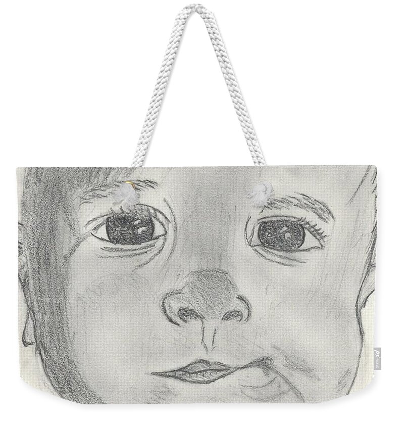Graphite Weekender Tote Bag featuring the drawing Josiah by Ali Baucom