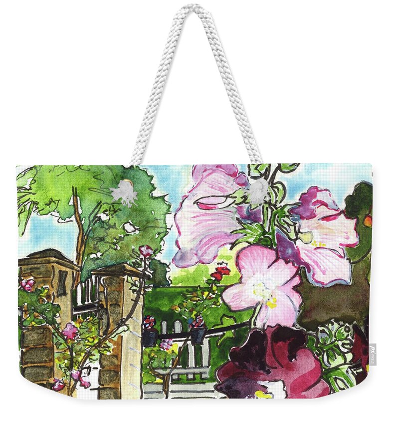 Charente  Cognac Country Garden Moulin Du Breuil Plein-air Painting French Countryside Weekender Tote Bag featuring the painting 'Jour de Repos' by Joan Cordell