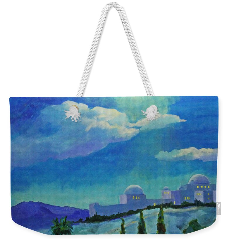 Christian Art Weekender Tote Bag featuring the painting On a Cold Winter's Night by Maria Hunt