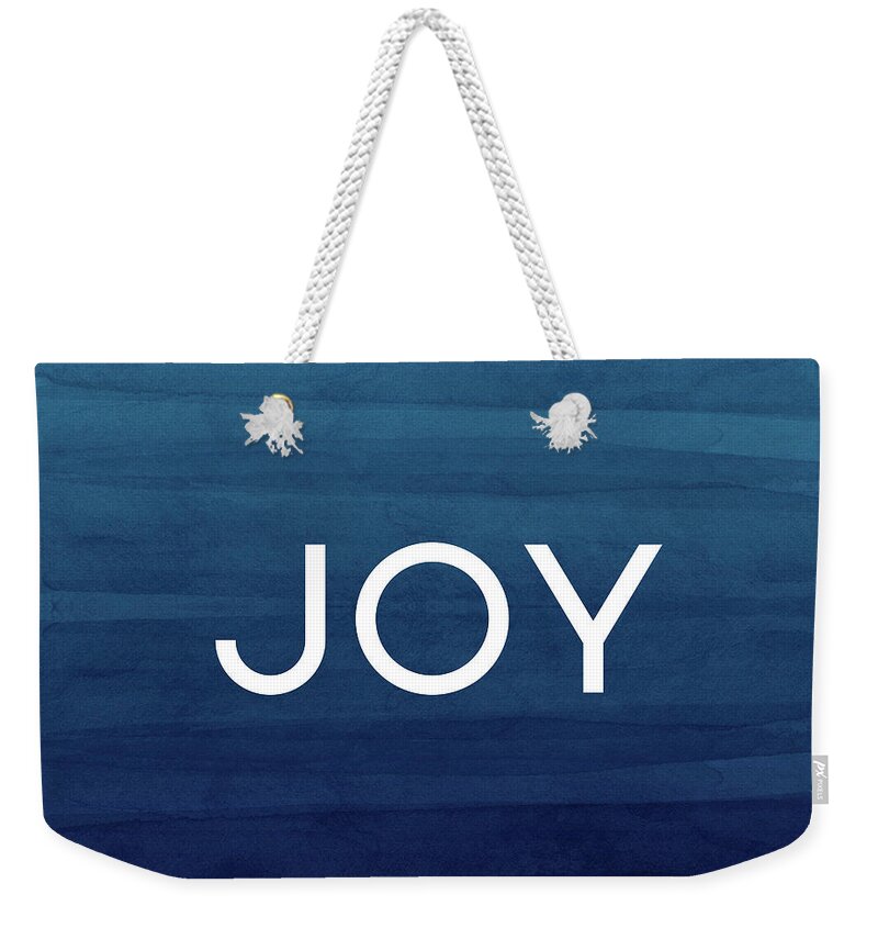 Joy Weekender Tote Bag featuring the mixed media Joy Blue- Art by Linda Woods by Linda Woods