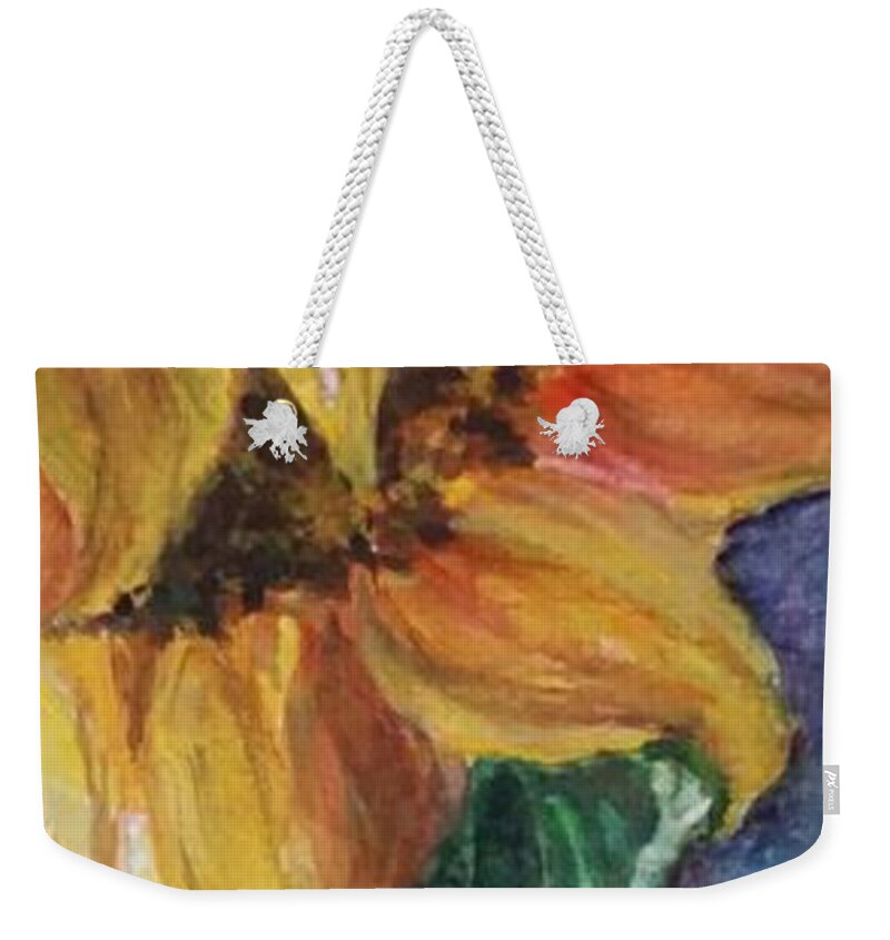 Sunflower Weekender Tote Bag featuring the painting Joy for Today by Cheryl Wallace