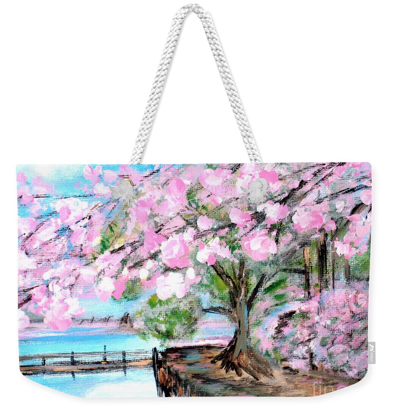 For Sale Weekender Tote Bag featuring the painting Joy of Spring. for sale Art prints and cards by Oksana Semenchenko