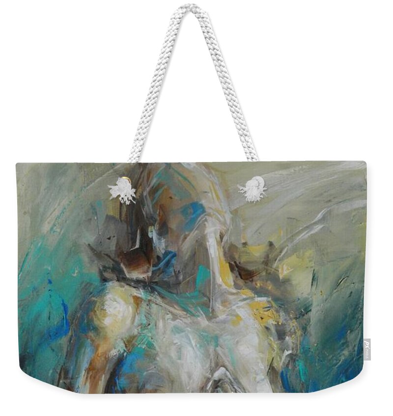 Woman Weekender Tote Bag featuring the painting Joy of the Morning by Dan Campbell