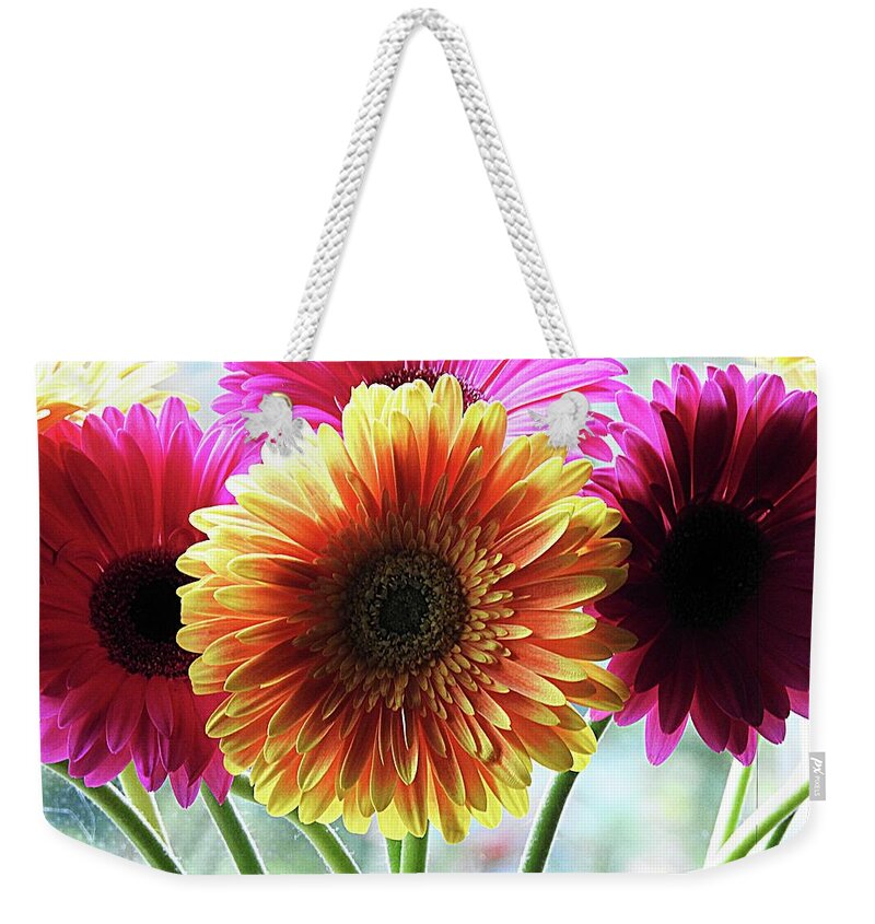 Flowers Weekender Tote Bag featuring the photograph Joyful Color by Sandra Peery
