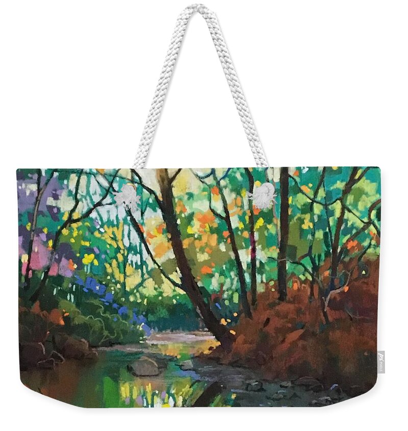 Joy Weekender Tote Bag featuring the painting Joyful morning by Celine K Yong