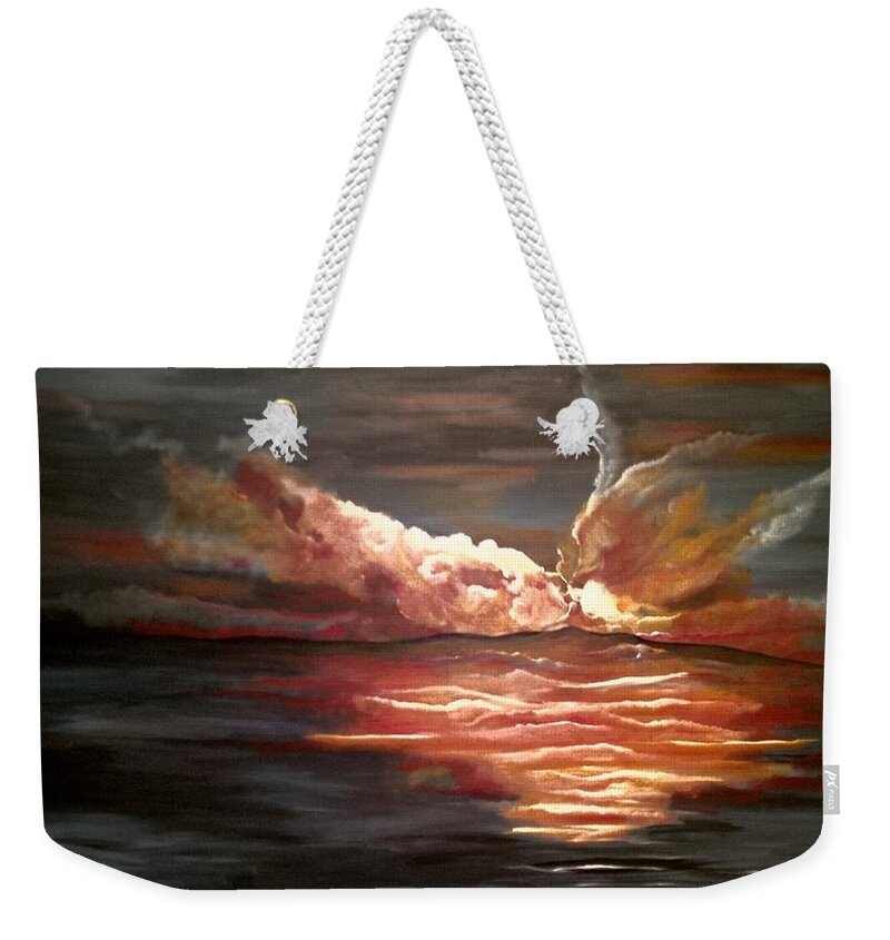 Abstract Weekender Tote Bag featuring the painting Jubilant by Soraya Silvestri