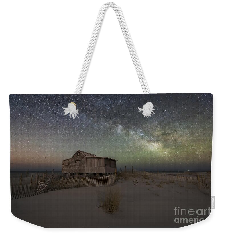Judge's Shack Weekender Tote Bag featuring the photograph Judges Shack Island Beach State Park NJ by Michael Ver Sprill
