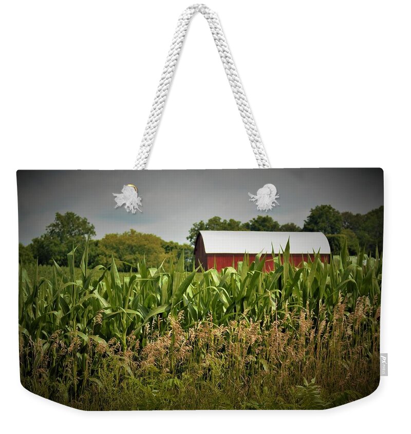 Barn Weekender Tote Bag featuring the photograph 0020 - July Corn by Sheryl L Sutter