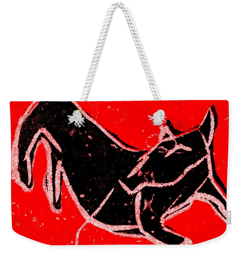 Pig Weekender Tote Bag featuring the digital art Jumping Pig by Edgeworth Johnstone