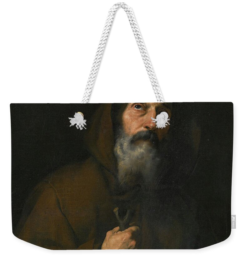 Saint Francis Of Paola Weekender Tote Bag featuring the painting Jusepe de Ribera by MotionAge Designs
